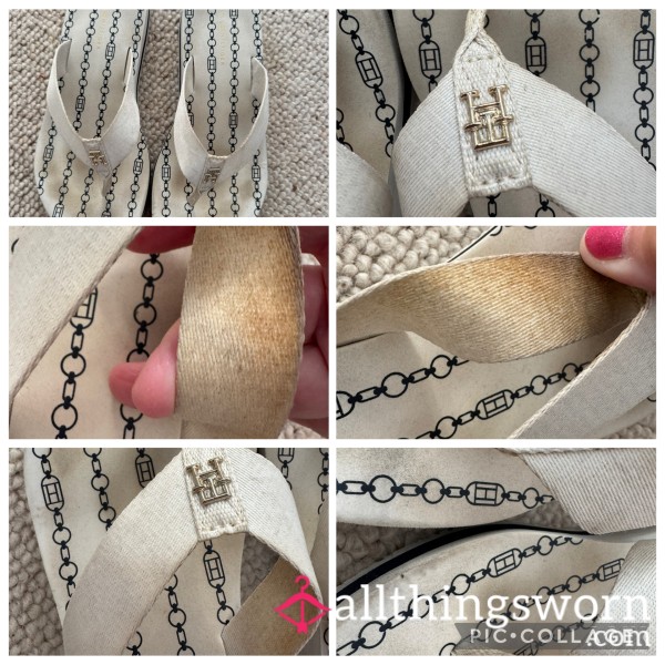 Tommy Hilfiger Toe Post Wedge Sandals Size 6