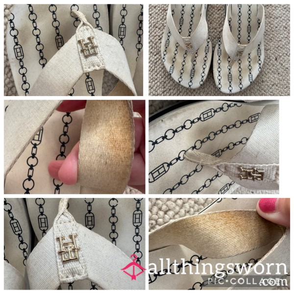 Tommy Hilfiger Toe Post Wedges Well Worn Size 6