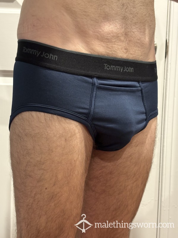 Tommy John Blue On Black Briefs - Small