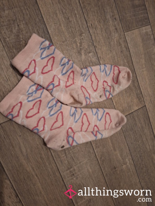💗 Too Cute To Behave Pink Heart Socks 💗 Got Into Lots Of Mischief Wearing These Today.....