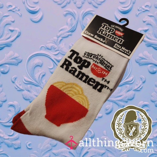 Top Ramen Noodle White Crew Socks