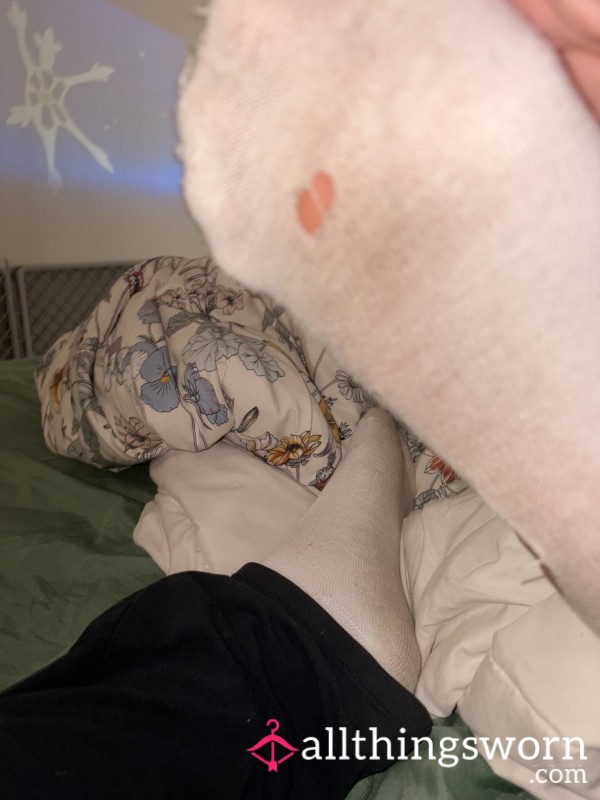 Torn, Filthy, Sweaty White Socks – Worn All Day 🥰