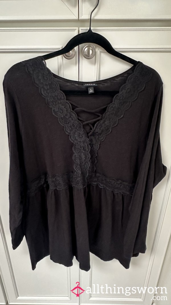 Torrid Black Lace Trim Top
