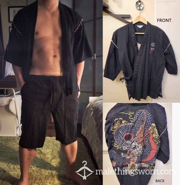 [SOLD] TRADITIONAL JAPANESE MEN'S JINBEI "Dragon God" KIMONO