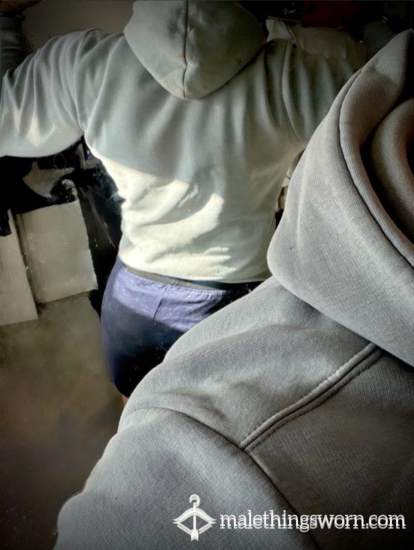 TRAPSTAR  GREY HOODY SWEATSHIRT  FILTH WELL WORN USED ARMPIT SWEATY 🥵 MUSKY & SKUNKED 💪🏽🥵👍🏽💧💧👅 📦 🤪✅