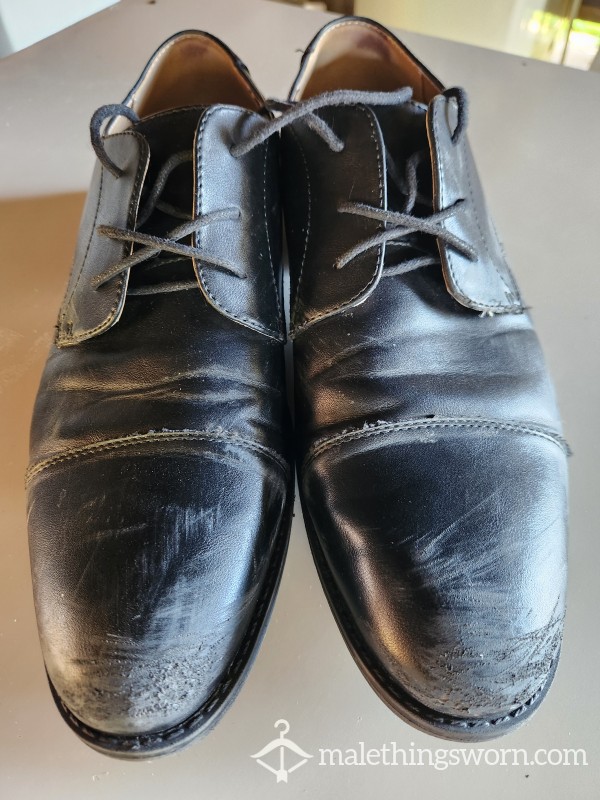 Trashed Black Dress Shoes Size 10