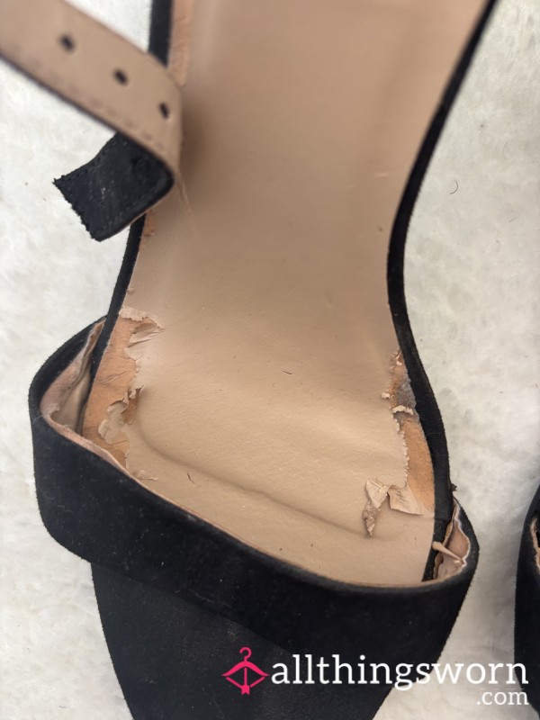 Trashed Black Heels