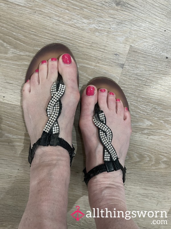 Ka**y’s Trashed, Diamanté Flat SummerSandals