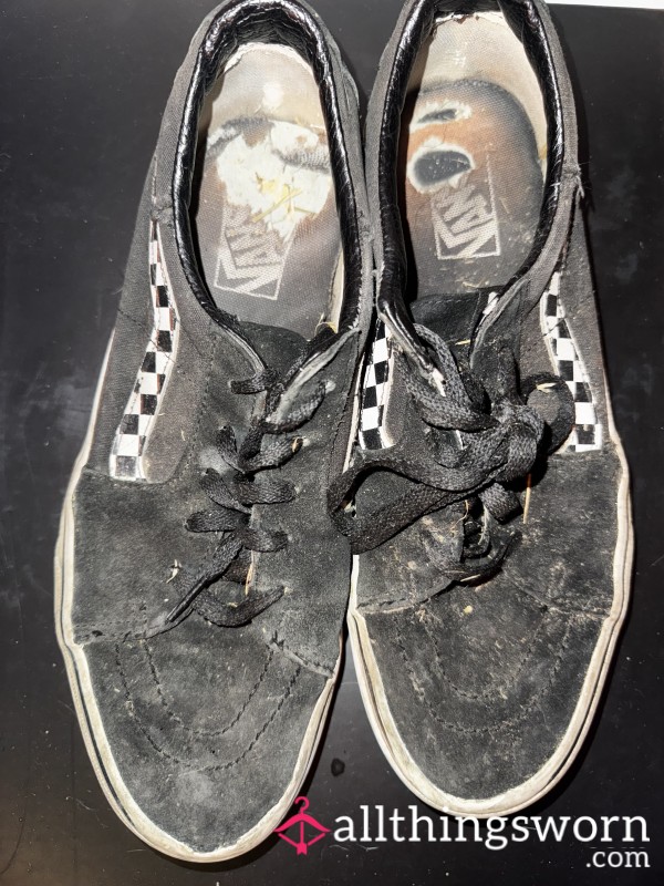 Trashed Filthy Ripped Checkered Vans (Size UK9)