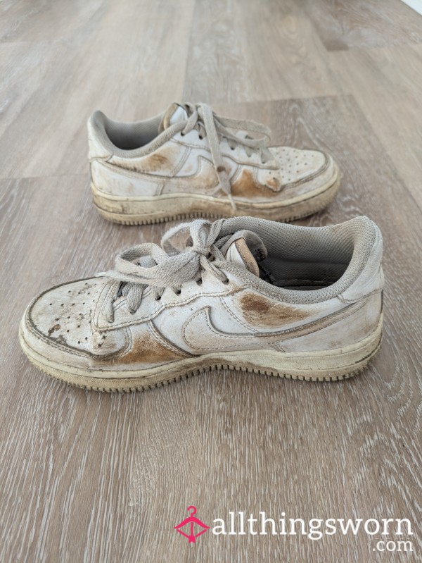 Trashed Nike Air Force 1s, Size 3.5 Youth (~5 Women's)