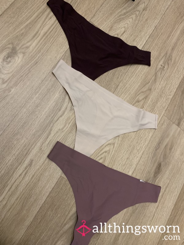 Trio Of Satin Nylon Thongs