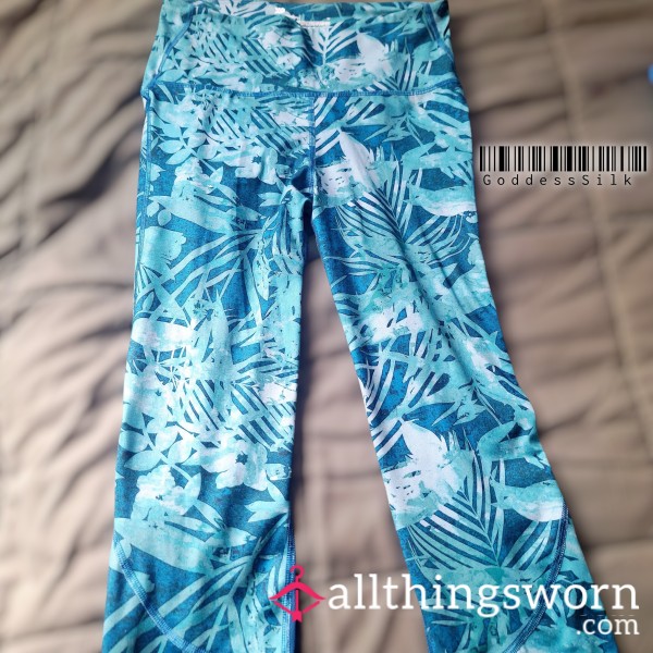 Tropical Teal High-Waisted Workout Leggings With Pockets - 48 Hr Wear