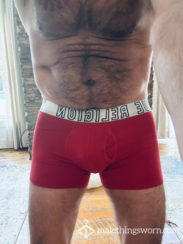 ***Sweaty And Used*** True Religion Red Sweaty Worn Unders (L)