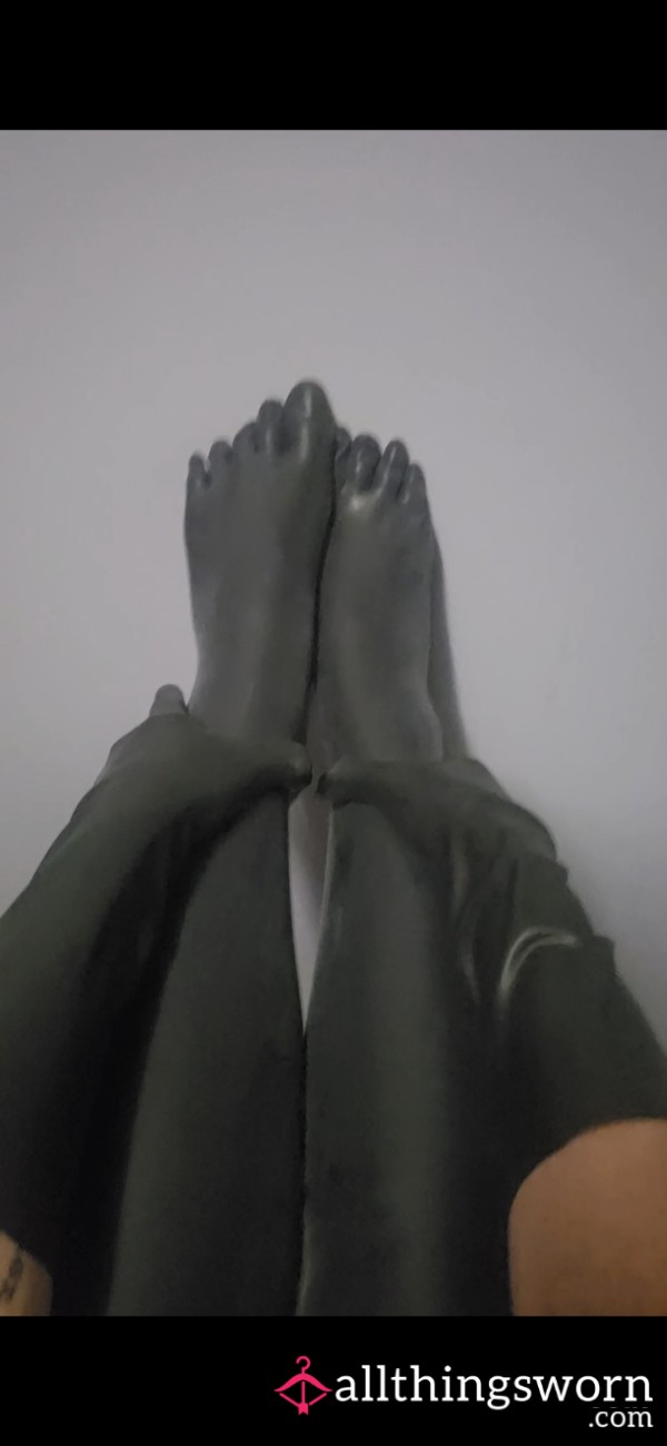 Trying On My Latex Gloves And Latex Toe Socks