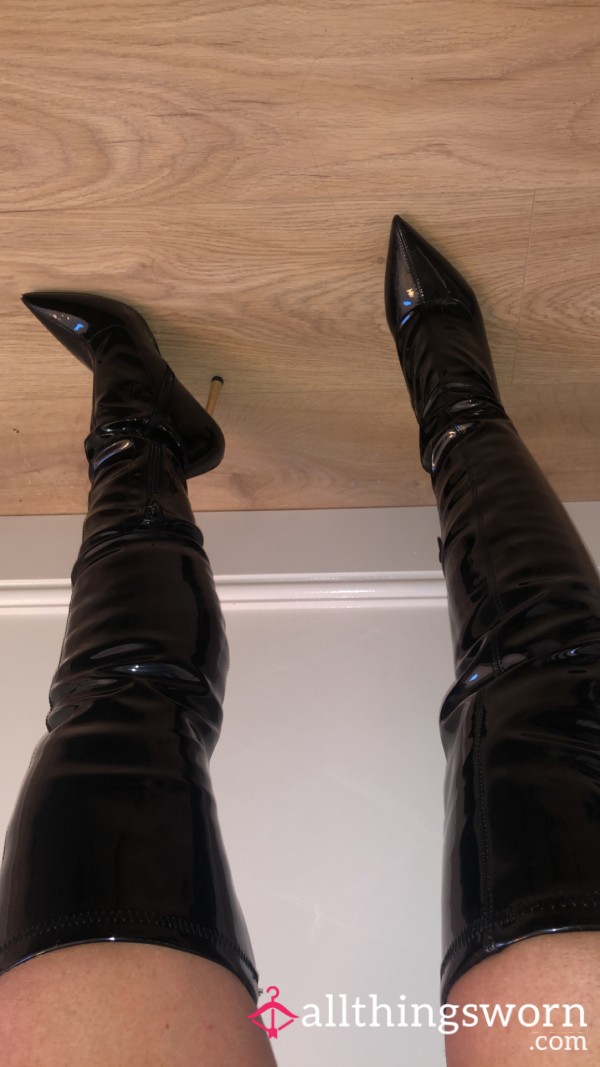 Trying On Pvc Knee High Boots ❤️ (2:45)