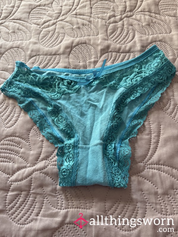 Turquoise Blue, Full-back, Totally Worn And Sooo Over Them. These Old Panties Have Been Through A Lot (just Like Me 💅).