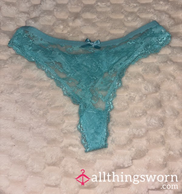 Turquoise Blue Lace Thong