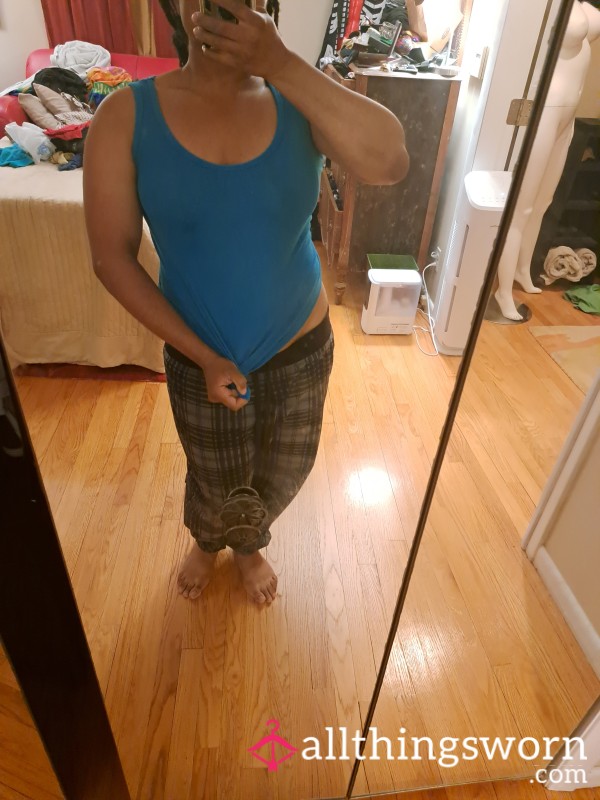 Turquoise Blue Ribbed Beater Tank SzM