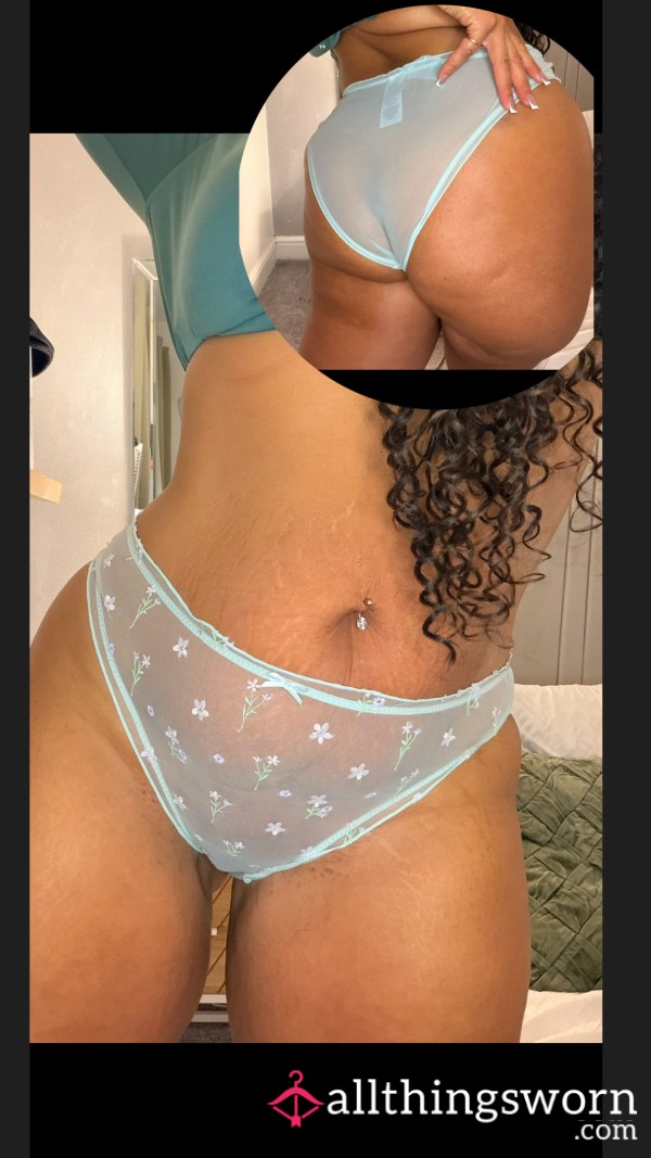 Turquoise Cute Flower Bikini Style Panties 🤫🩷