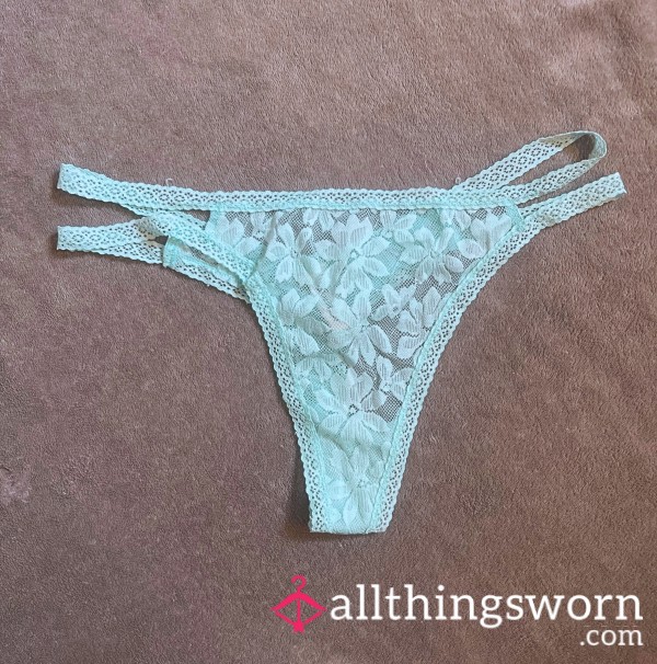 Turquoise Lace Thong