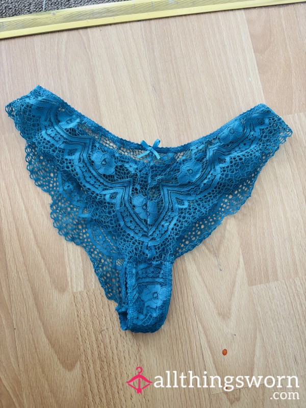 Turquoise Lace Thongs