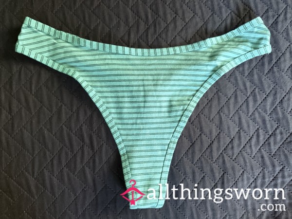 Turquoise Striped Thong