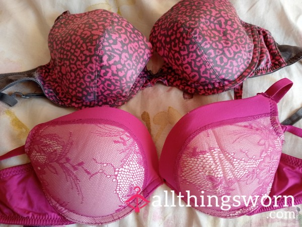 Two Old Bras Bright Pink