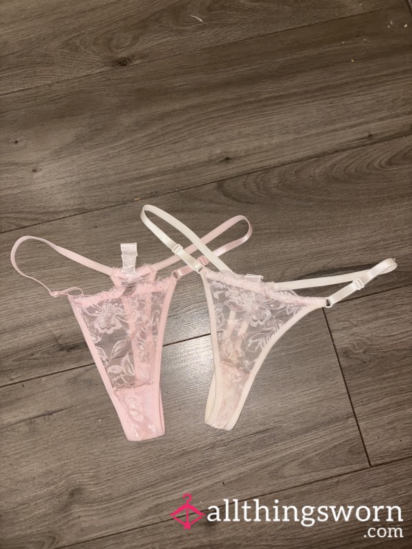 🌸Two Pack Of Worn Pink Lace Thongs🌸