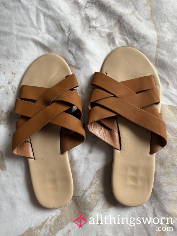 Two Pairs Of Worn Open Toe Sandals