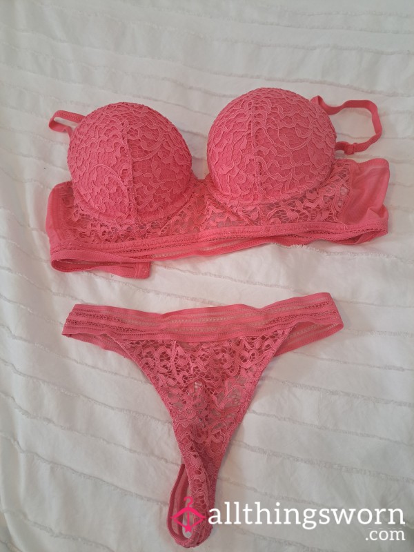 Two Peice Pink Lace Underwear