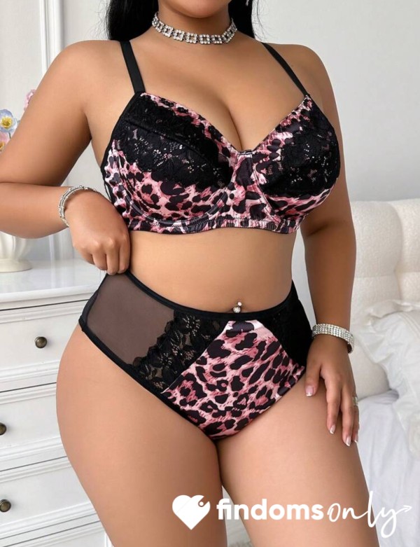 Two Piece New Black And Pink Animal Print Lingerie NEW With Add Ons