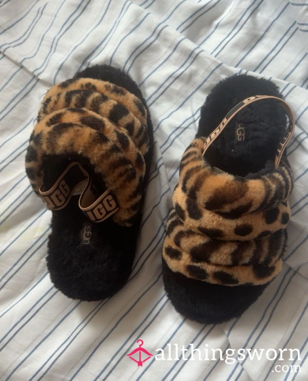UGG Leopard Print WELL Worn Slippers!!  💯🥵😍💋
