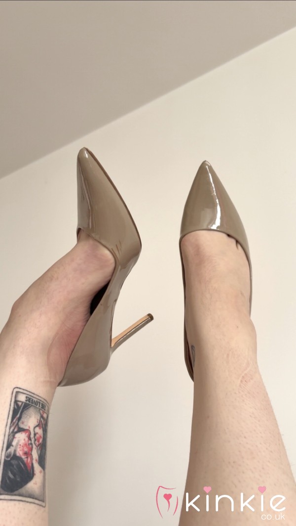 UK 8.5 Nude Heels Worn By BBW