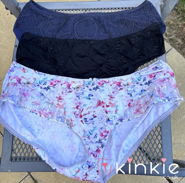 UK Size 16 Spandex Fullback Panties With Lace/ Mesh Detail - Choose From White, Blue Or Black