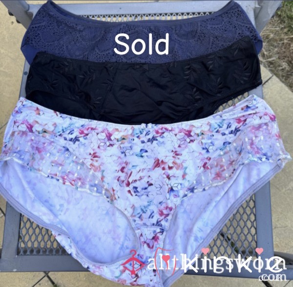 UK Size 16 Spandex Fullback Panties With Lace/ Mesh Detail - Choose From White, Blue Or Black