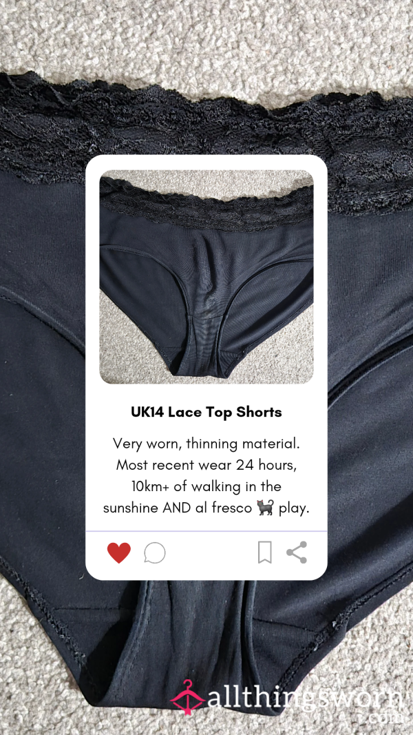 UK14 Black Lace Top Shorts