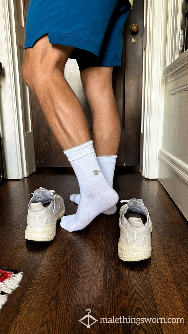 Under Armour Crew Socks - White With Gray Stripe