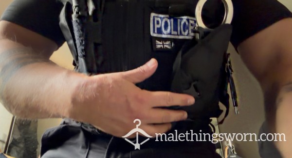 UNIFORM STRIP DOWN TO DUTY JOCK AND PROTECTION CUP, CHEEKY JOCK BULGE With PREc*m LEAK GRAB…💪🏽👮🏻‍♂️🍖💧🩲 🥾