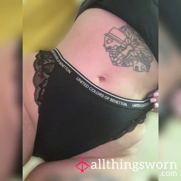 United Colours Of Benetton Full Panties 🖤🖤 Worn 48 Hours 🖤🖤 International Shipping Available 😘