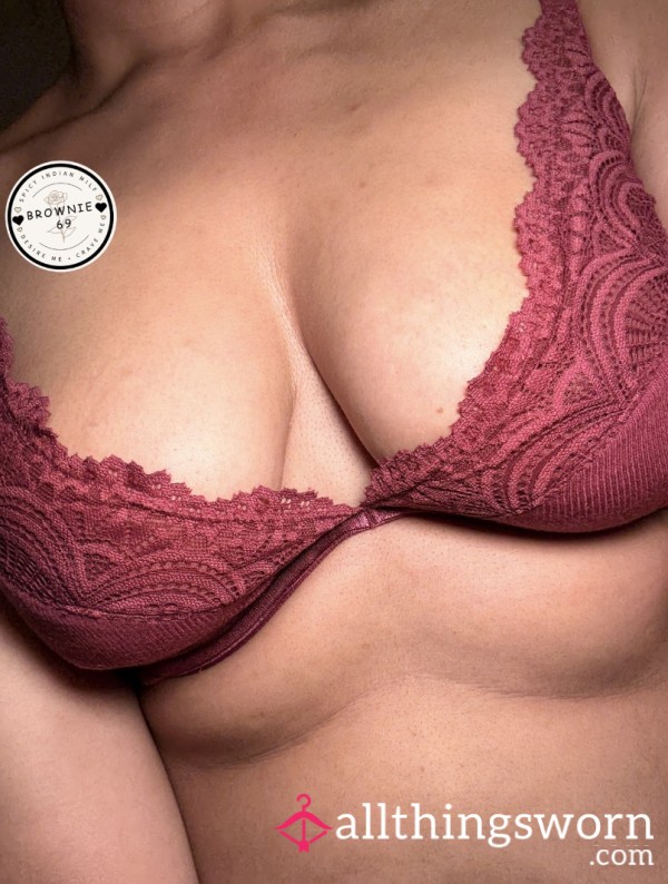 Unpadded, Burgundy Lace Bra
