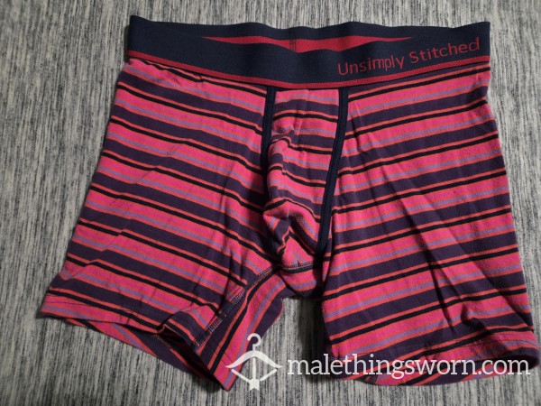 Unsimply Stitched, Pink, Striped, Cotton, Boxer Briefs, Size Medium