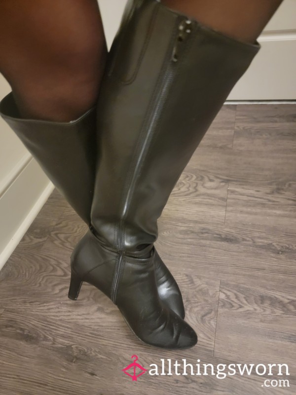 Unzipping Of Long Boots And Pantyhose