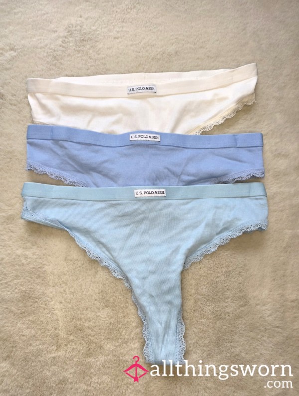 U.S Polo A**n. Lace Trim Rib Thong