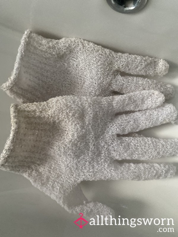 Used And Abused With Hairs Shower Gloves