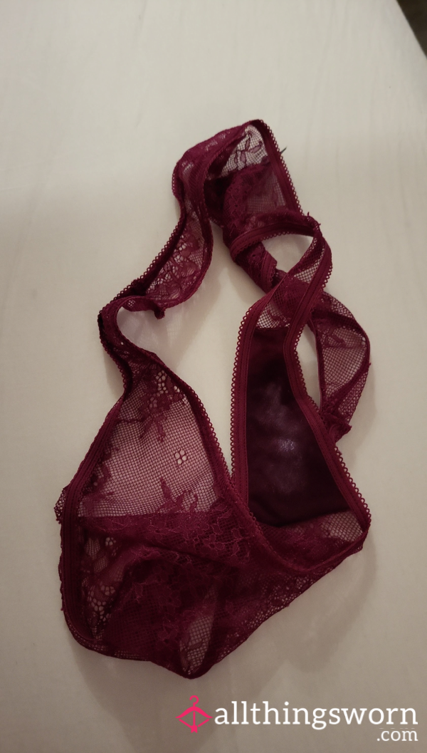 Used And Enjoyed Thong With Creamy Inside W Lace Material