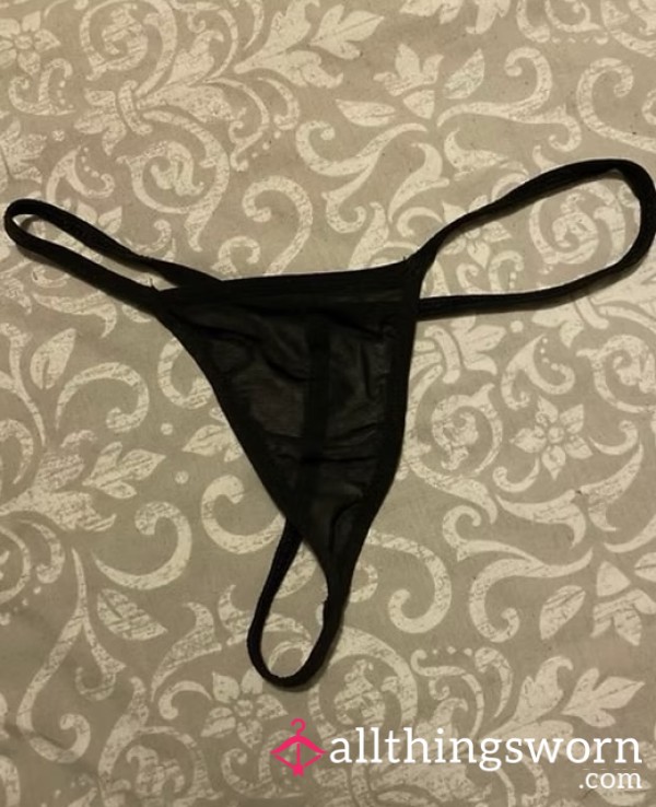 Used And Juicy Black Silky Thongs 💦
