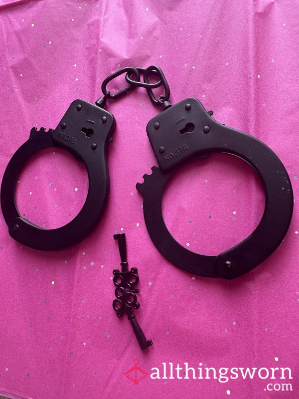 Used And Played With Black Metal Handcuffs With Key Naughty Extra Kink Accessories