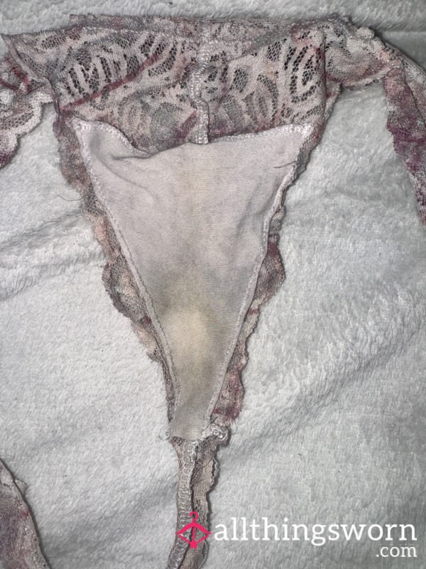 Used And Stained Lace Thong