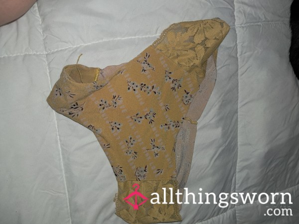 Used And Well Worn Yellow Flowered Panties