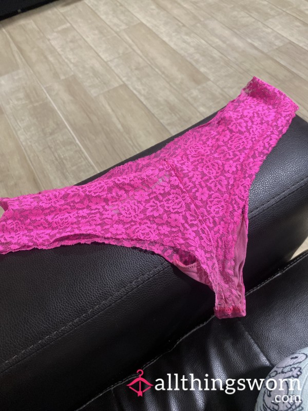 Used And Wet Pink Thongs